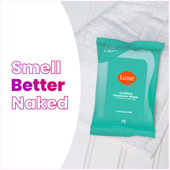 45-count-pack-of-Lume-cool-cucumber-deodorant-wipes-on-a-white-towel-and-text_-Smell-better-naked.jpg