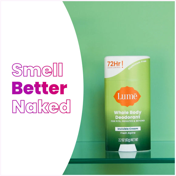 Green-and-white-Lume-fresh-alpine-scented-cream-deodorant-stick-next-to-the-text_-Smell-better-naked-1.jpg