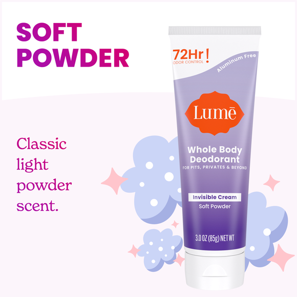 Lume-soft-powder-whole-body-cream-deodorant-over-three-sud-bubbles.-Text-reads_-Soft-powder-Classic-light-powder-scent-1.png